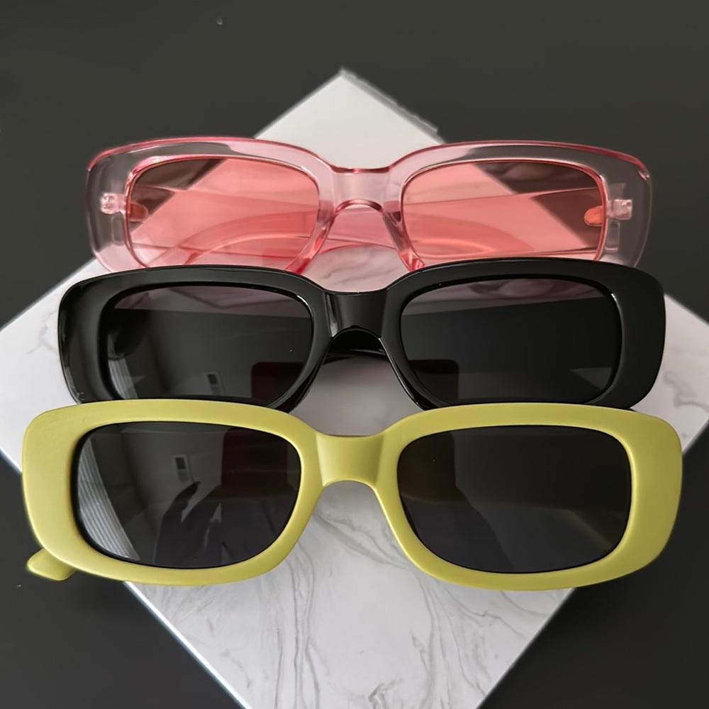 3 pair of shades, Light Pink, Black & Olive Green